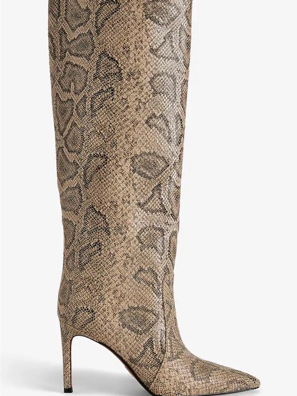 Express Snakeskin Over-the-Knee Pointed Stiletto Boot - Brown